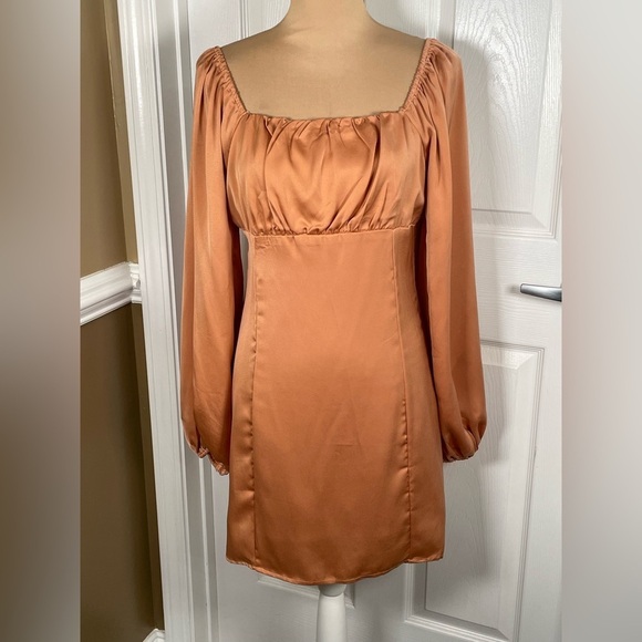 en;semble “Trying My Best Dress” Terracotta Balloon Sleeve Dress NWT Medium - Picture 6 of 10